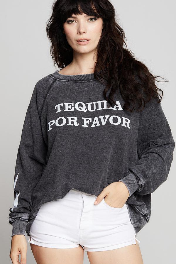 Recycled Karma Tequila Por Favor Oversized Statement Sweatshirt