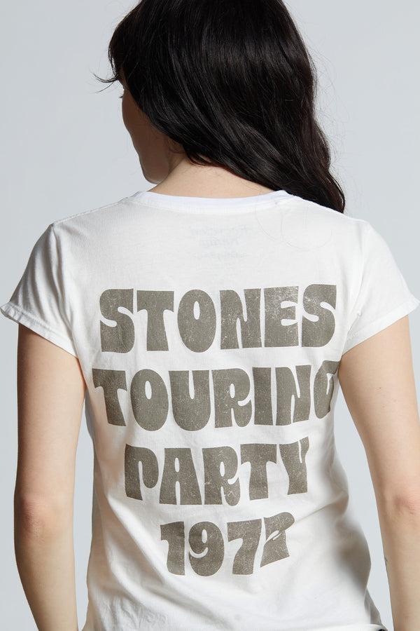 Recycled Karma The Rolling Stones 1972 Party Vintage White Baby Tee