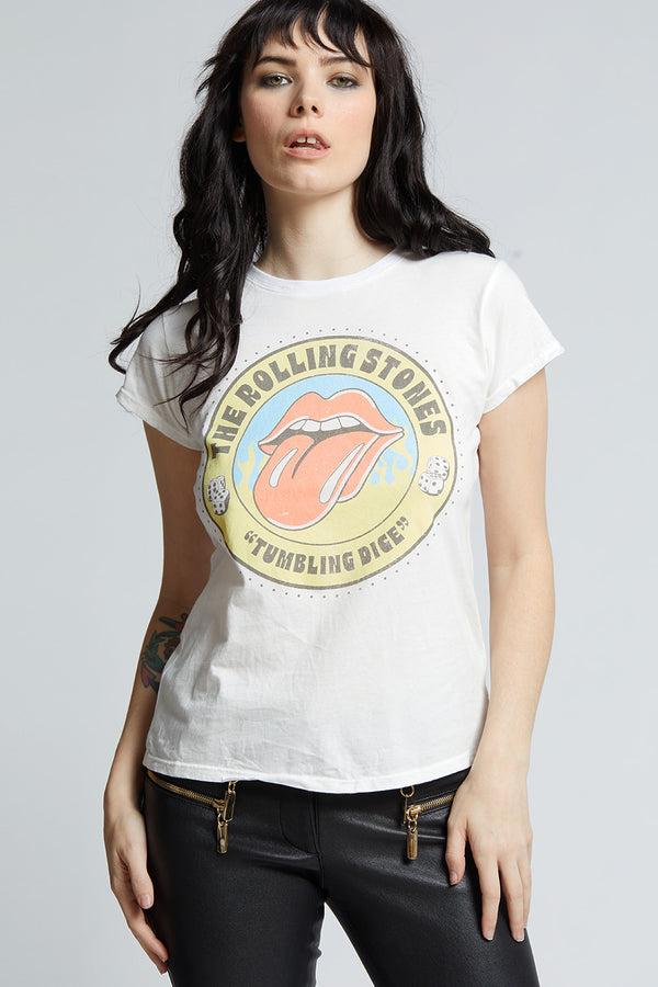 recycled karma The Rolling Stones 1972 Party Vintage White Baby Tee