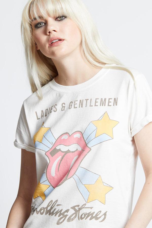 Recycled Karma The Rolling Stones Ladies & Gents White Graphic Tee