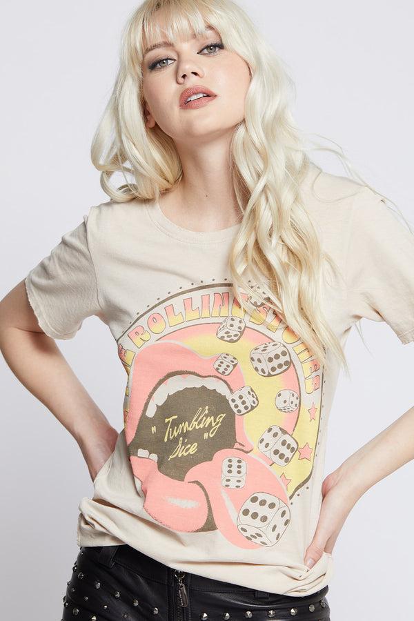 Recycled Karma The Rolling Stones Tumbling Dice Vintage Boyfriend Tee