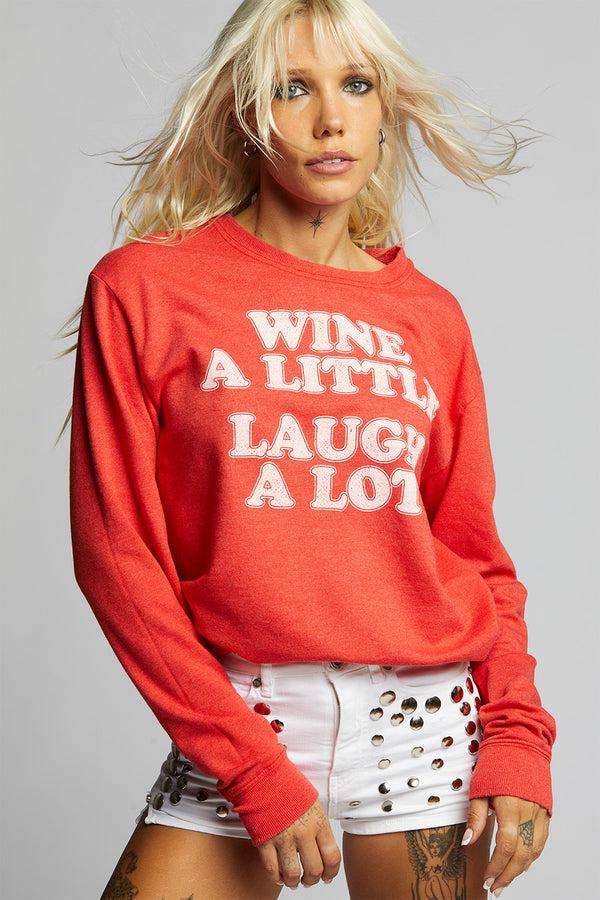 recycled karma Wine a Little Laugh a Lot Fitted Sweatshirt