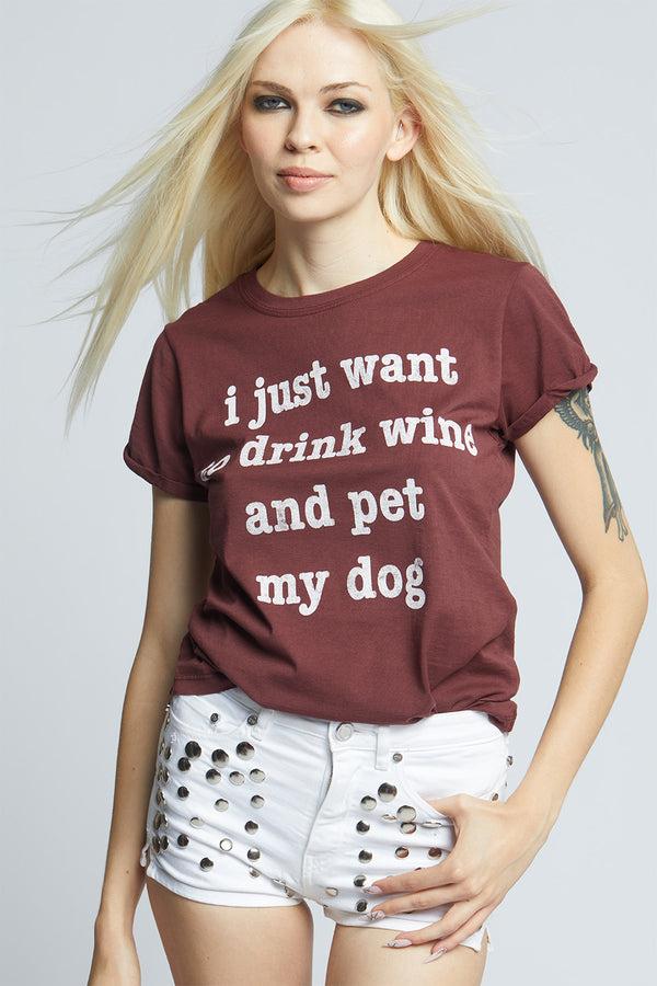 Recycled Karma Wine And Dog Lover Fitted Statement Tee