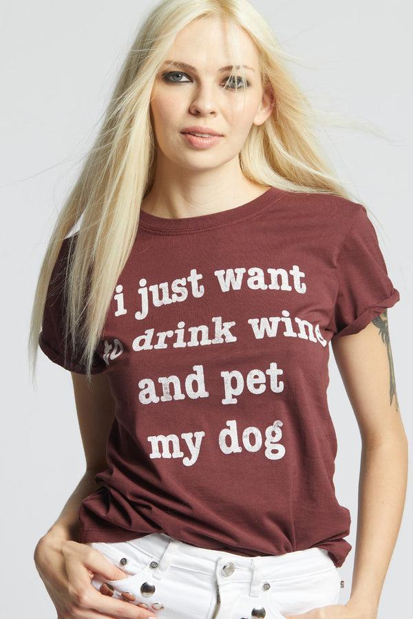Recycled Karma Wine And Dog Lover Fitted Statement Tee