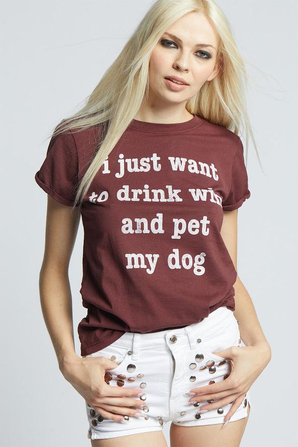 recycled karma Wine and Dog Lover Fitted Statement Tee
