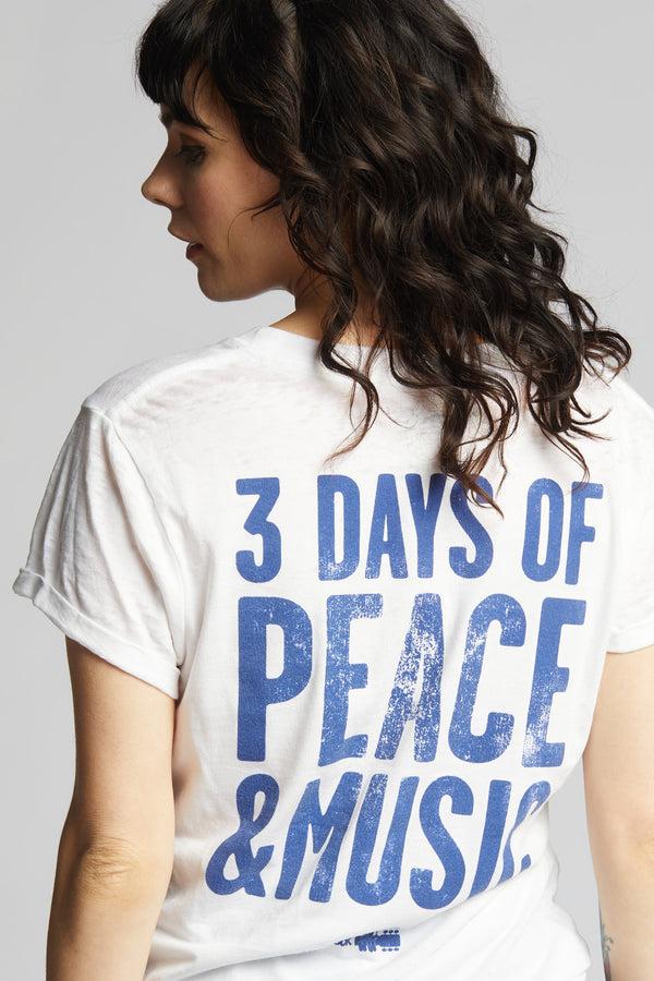 Recycled Karma Woodstock 3 Days Of Peace White Vintage Tee