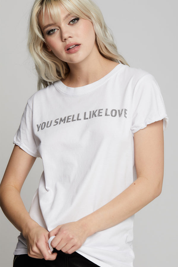 Recycled Karma You Smell Like Love Minimalist White Tee