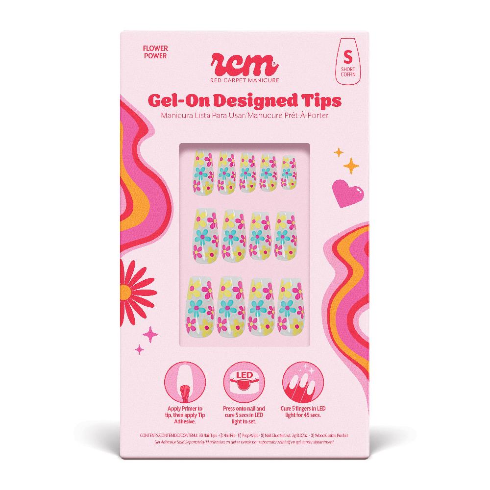 red carpet manicure Gel-On Designed Tips - Flower Power Coffin