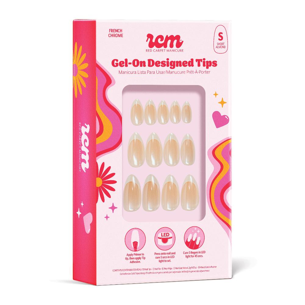 Red Carpet Manicure Gel-On Designed Tips - French Chrome Almond