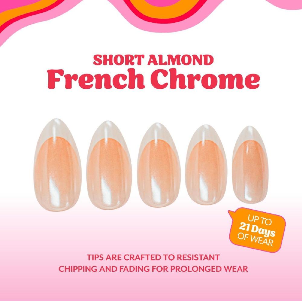 Red Carpet Manicure Gel-On Designed Tips - French Chrome Almond