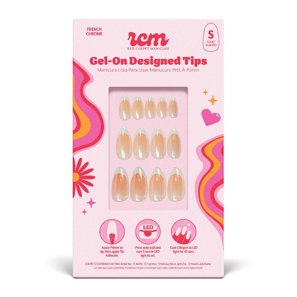 red carpet manicure Gel-On Designed Tips - French Chrome Almond