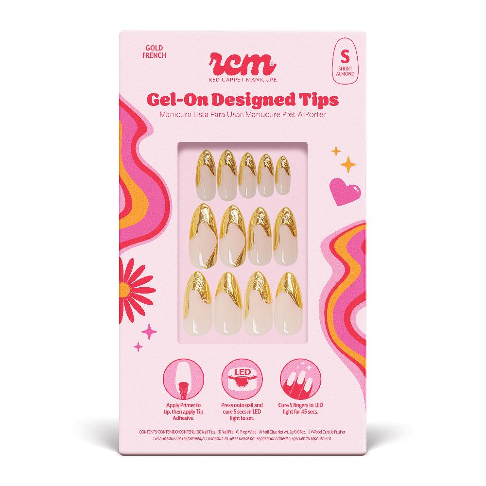 red carpet manicure Gel-On Designed Tips - Gold French Almond
