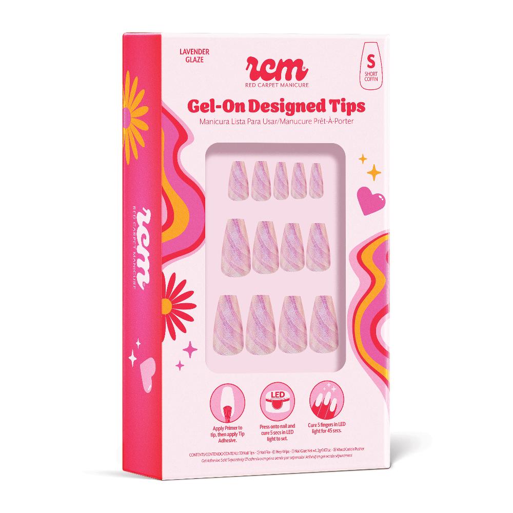 Red Carpet Manicure Gel-On Designed Tips - Lavender Glaze Coffin