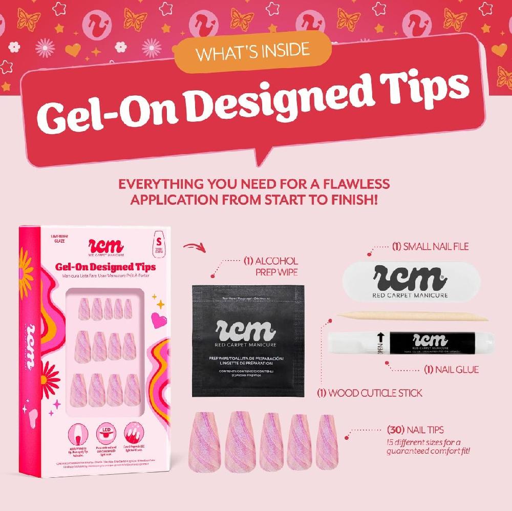 Red Carpet Manicure Gel-On Designed Tips - Lavender Glaze Coffin