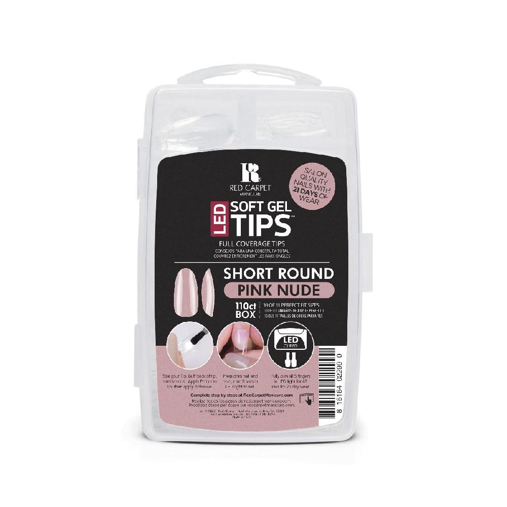 red carpet manicure LED Soft Gel Natural Tips - Short Round (110CT) - Pink Nude