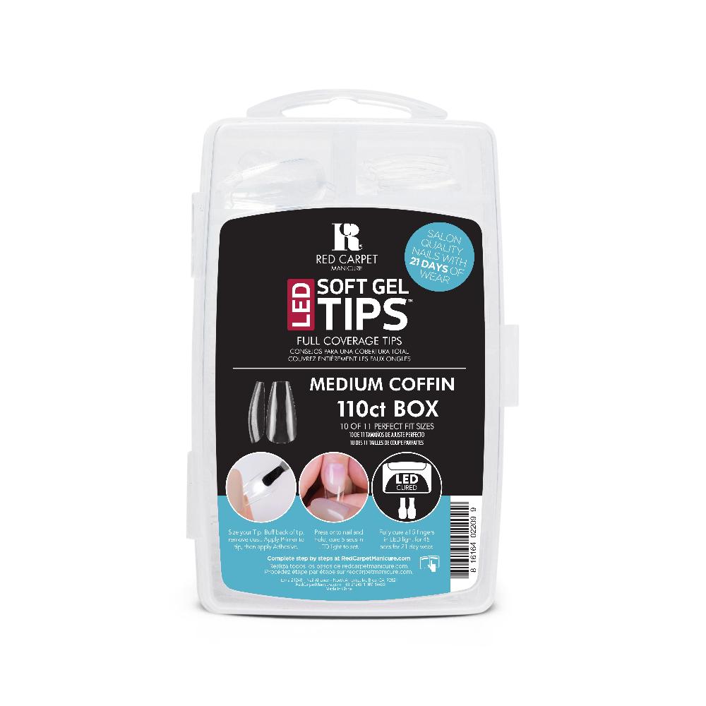 red carpet manicure LED SOFT GEL TIPS - MEDIUM COFFIN