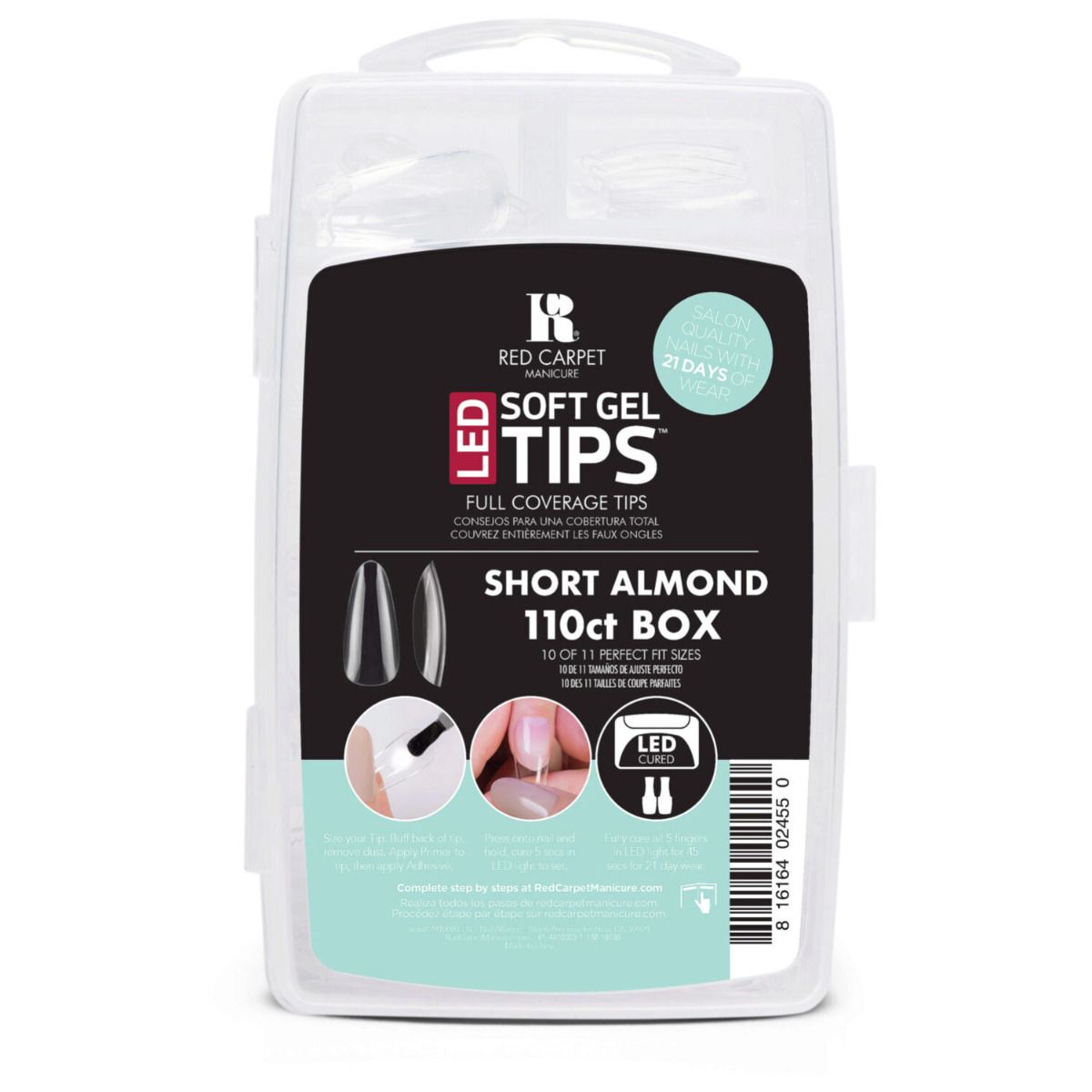 red carpet manicure LED SOFT GEL TIPS - SHORT ALMOND
