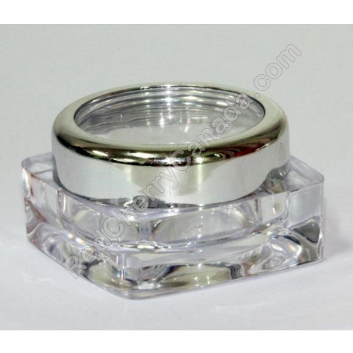 red cherry lashes Clear Square Jar w/ Silver Lid