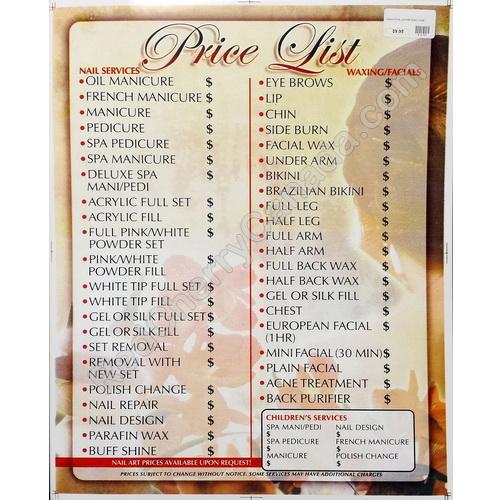 red cherry lashes Salon Price List Wall Board Large