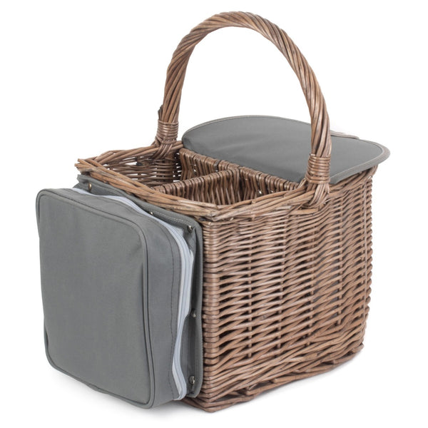 Red Hamper 2 Bottle Beach Wicker Picnic Basket Hamper