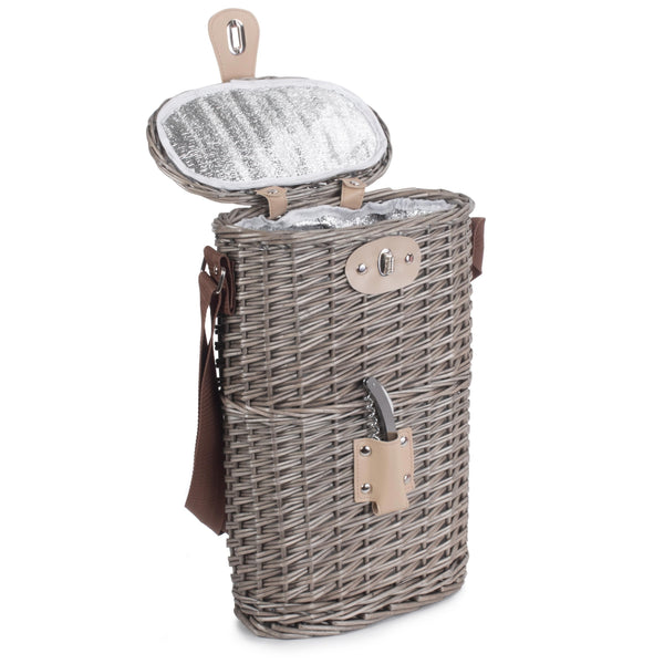 Red Hamper 2 Bottle Willow Insulated Bottle Carrier