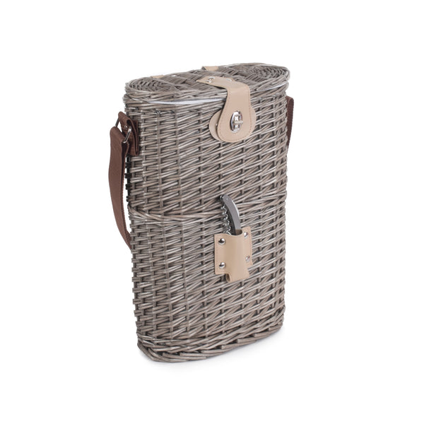 Red Hamper 2 Bottle Willow Insulated Bottle Carrier