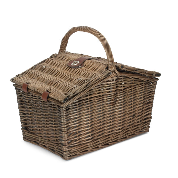 Red Hamper 2 Person Nature Pattern Butterfly Lidded Fitted Picnic Basket