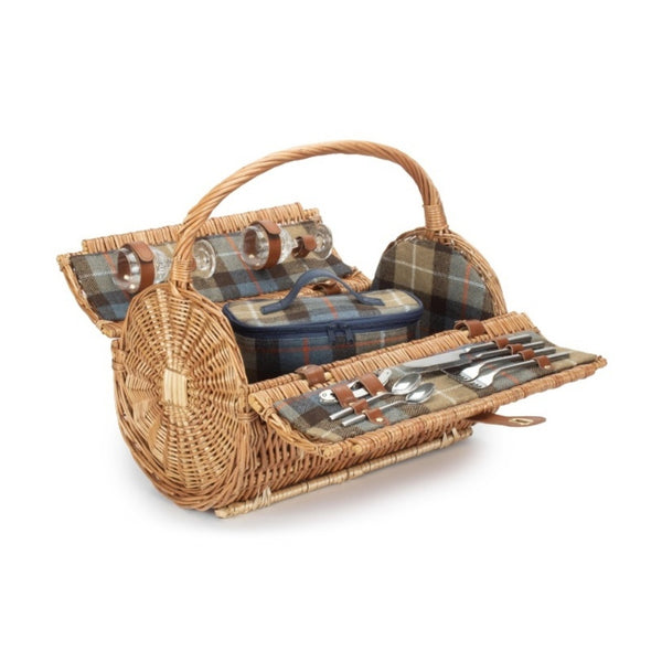 Red Hamper 2 Person Ravenstor Barrel Fitted Wicker Picnic Basket