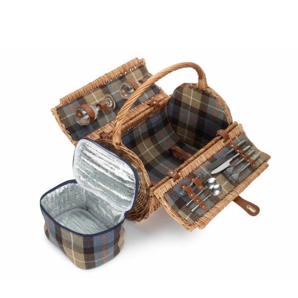 Red Hamper 2 Person Ravenstor Barrel Fitted Wicker Picnic Basket