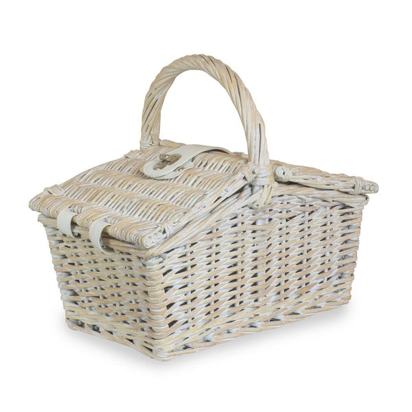 red hamper 28cm White Double Lidded Wicker Picnic Basket