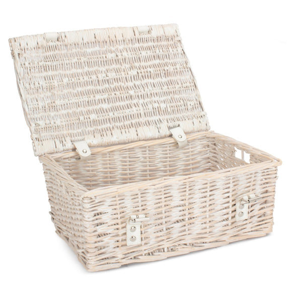 Red Hamper 35cm Whitewash Willow Wicker Picnic Basket