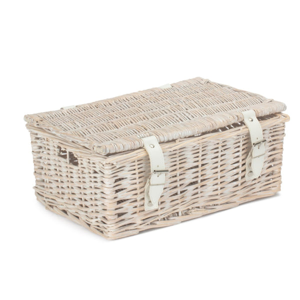Red Hamper 35cm Whitewash Willow Wicker Picnic Basket
