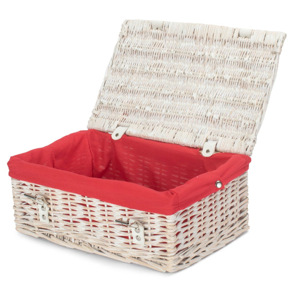 red hamper 35cm Whitewash Willow Wicker Picnic Basket