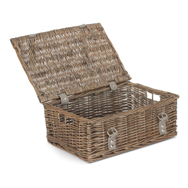 red hamper 36cm Antique Wash Willow Wicker Picnic Basket
