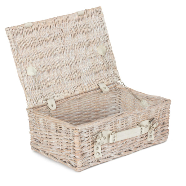 Red Hamper 36cm White Wash Willow Wicker Picnic Basket