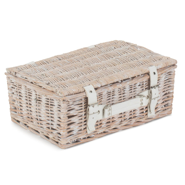Red Hamper 36cm White Wash Willow Wicker Picnic Basket