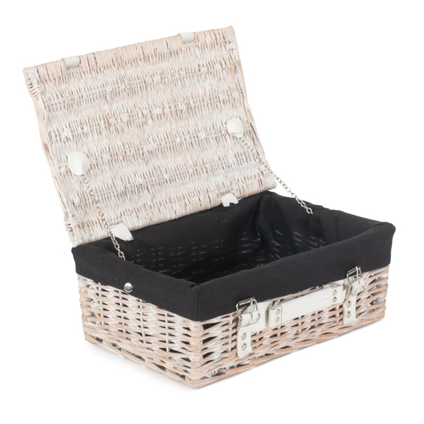 Red Hamper 36cm White Wash Willow Wicker Picnic Basket