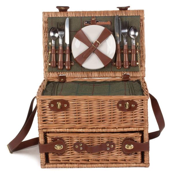Red Hamper 4 Person Fitted Picnic Basket With Drawers