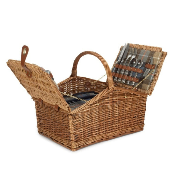 Red Hamper 4 Person Ravenstor Double Lidded Fitted Wicker Picnic Basket