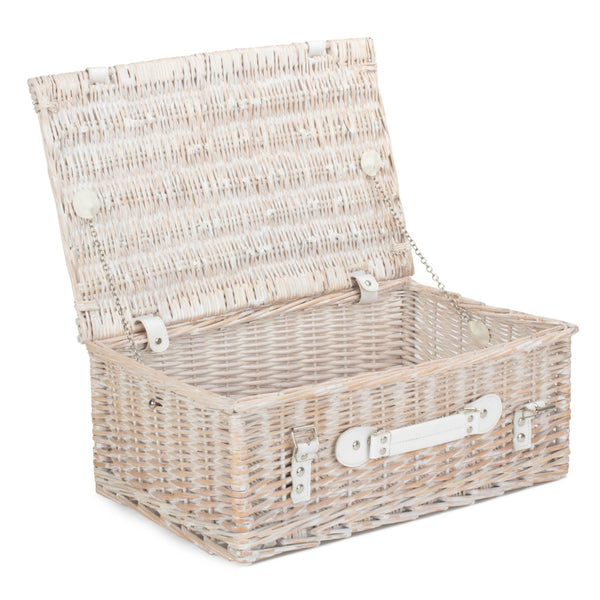 Red Hamper 45cm White Wash Willow Wicker Picnic Basket