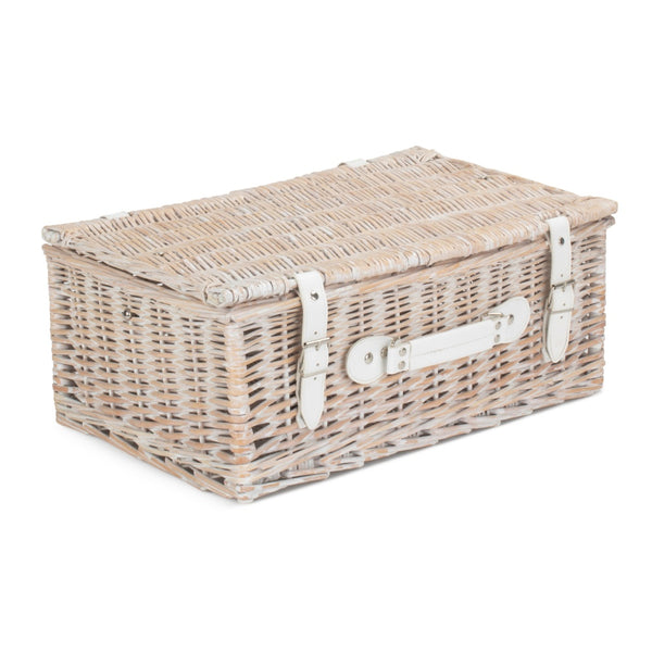 Red Hamper 45cm White Wash Willow Wicker Picnic Basket