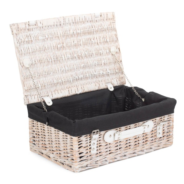 Red Hamper 45cm White Wash Willow Wicker Picnic Basket