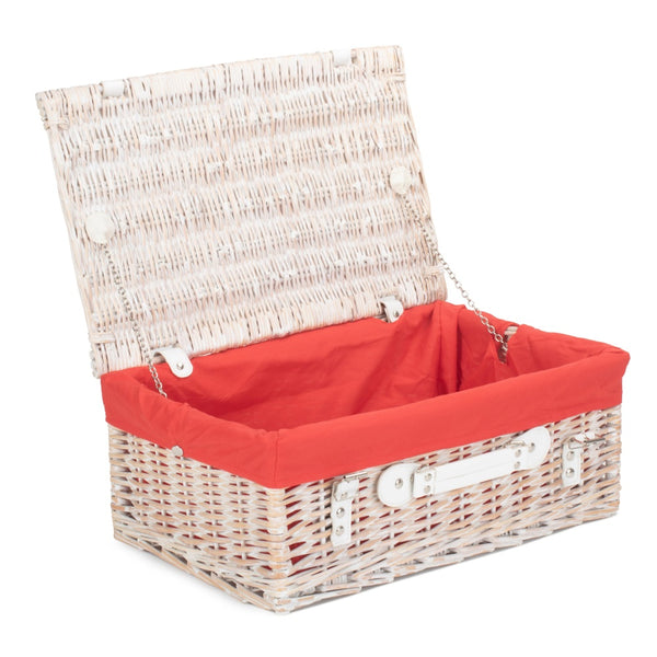 red hamper 45cm White Wash Willow Wicker Picnic Basket