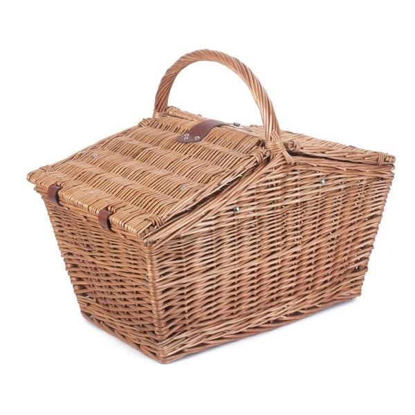 red hamper 52cm Sloped Sided Double Lidded Wicker Picnic Basket