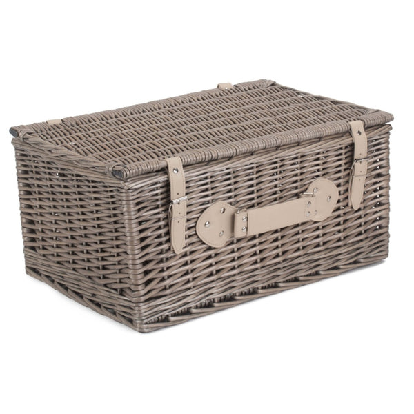 Red Hamper 56cm Antique Wash Willow Picnic Wicker Basket