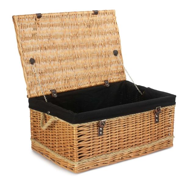 Red Hamper 62cm Roped Handled Buff Willow Wicker Picnic Basket