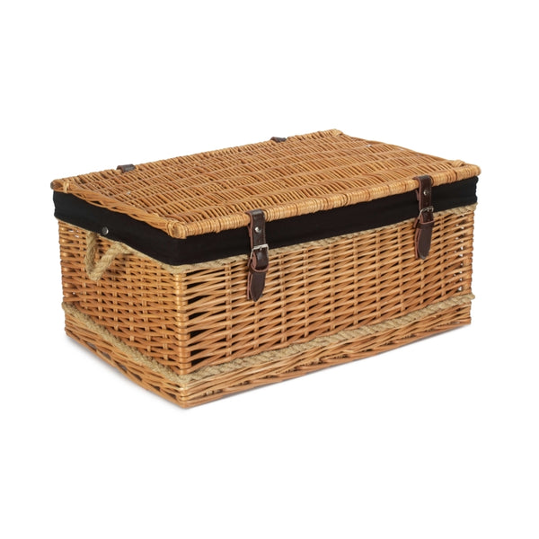 Red Hamper 62cm Roped Handled Buff Willow Wicker Picnic Basket
