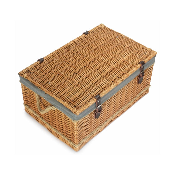 Red Hamper 62cm Roped Handled Buff Willow Wicker Picnic Basket
