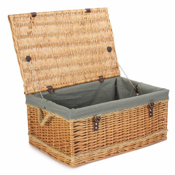 red hamper 62cm Roped Handled Buff Willow Wicker Picnic Basket