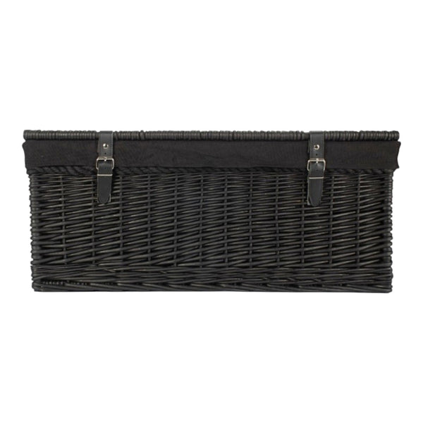 Red Hamper 67cm Black Wicker Rope Handled Black Cotton Lined Picnic Basket